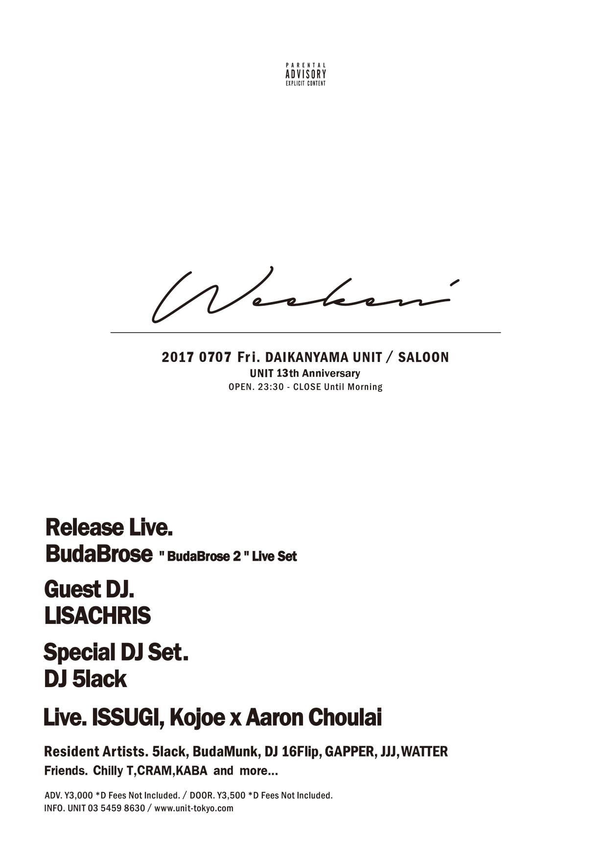 Weeken’ - UNIT 13TH ANNIVERSARY-