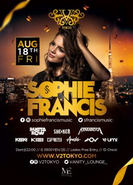 8/18(金)全米Billboard総合チャートにランクインし続けるThe Chainsmokersが認めるDJ『SOPHIE FRANCIS』が初登場致します！  