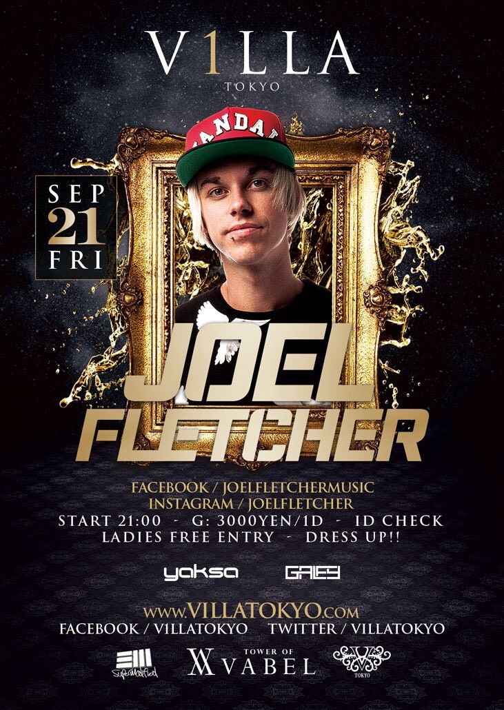 9月21日(金) メルボルン・バウンス界のエース、オーストラリア出身のDJ/プロデューサーJoel FletcherがVILLA TOKYOに初登場！