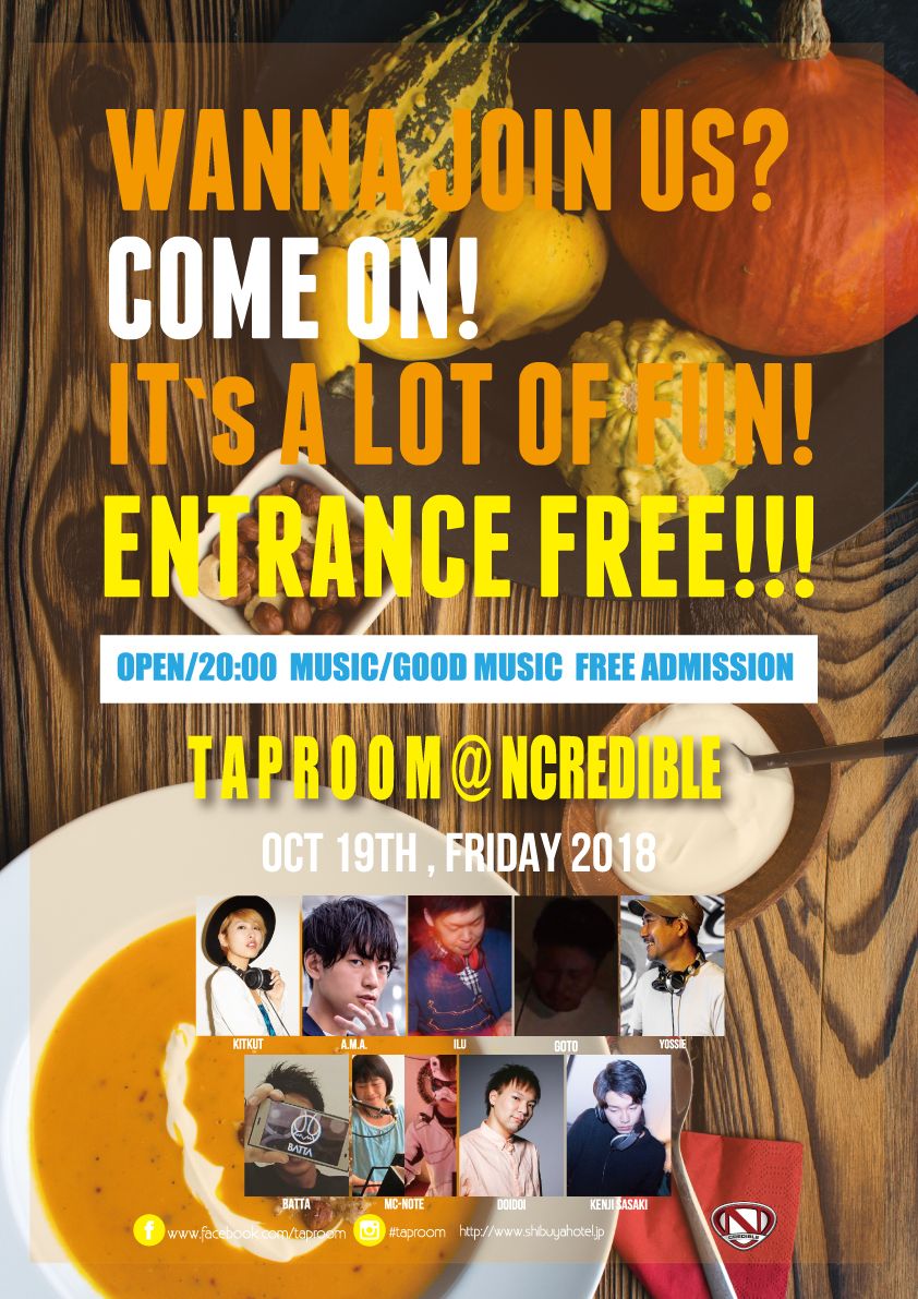 【入場無料】DJ MUSIC LOUNGE TAPROOM 