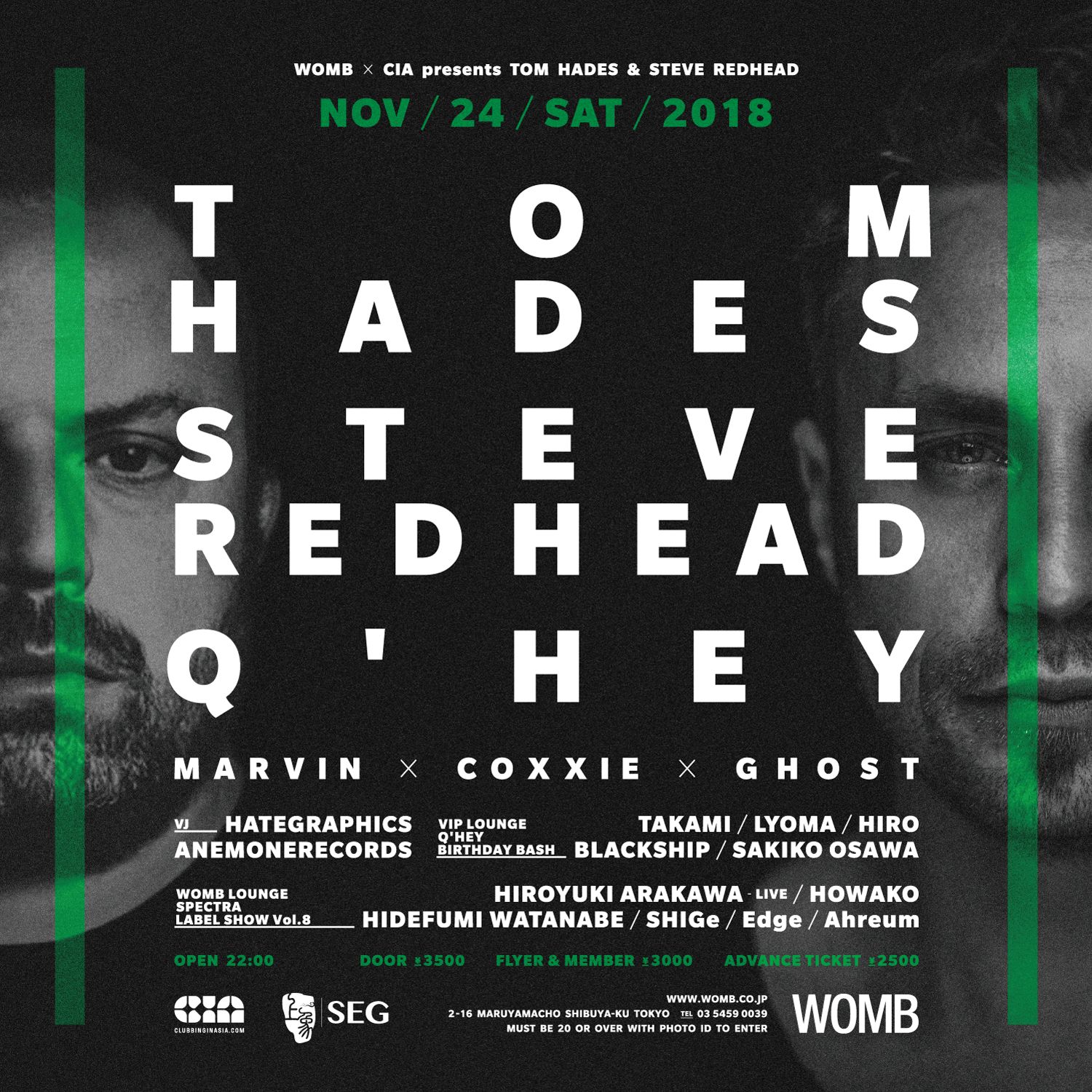 WOMB X CIA presents TOM HADES and STEVE REDHEAD