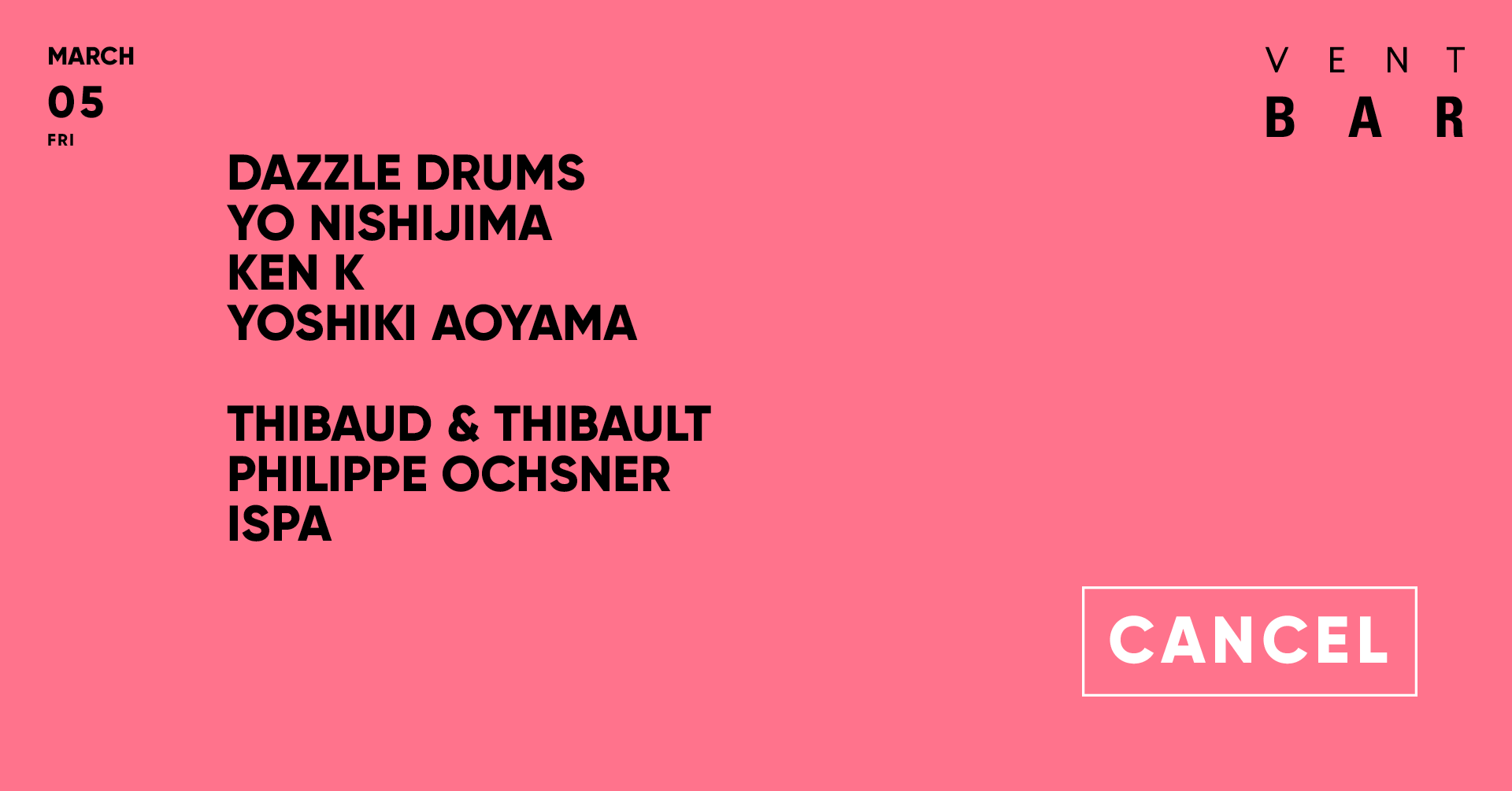 ＜開催中止＞VENT BAR